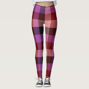 Elegant rood en pruim geruit naadloos patroon leggings