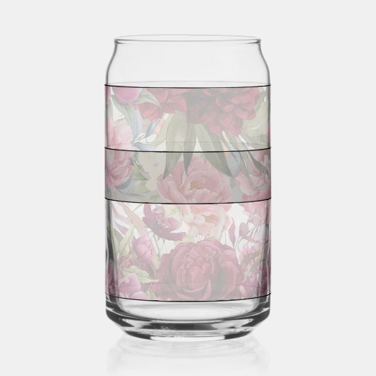 Elegant  rood en roze bloemenmonogram blikvorm glas (Achterkant)