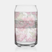 Elegant  rood en roze bloemenmonogram blikvorm glas (Rechts)