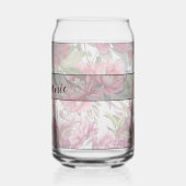 Elegant  rood en roze bloemenmonogram blikvorm glas (Links)
