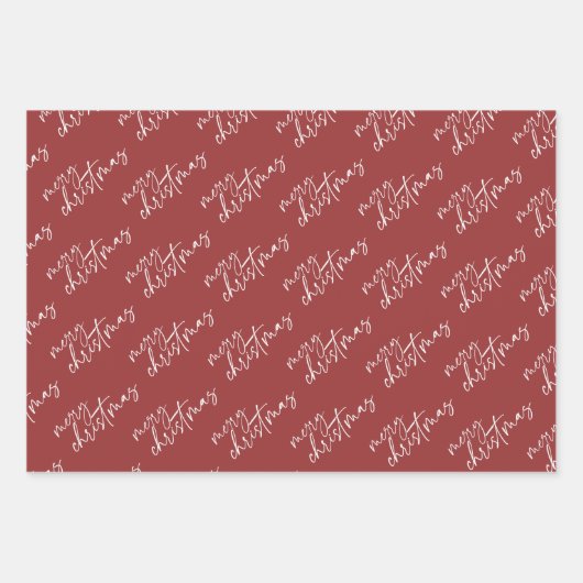 Elegant Rood en Wit Kerstmis Inpakpapier Vel (Voorkant)