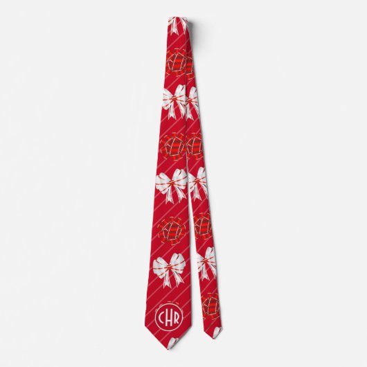 Elegant rood en wit lint stropdas (Voorkant)