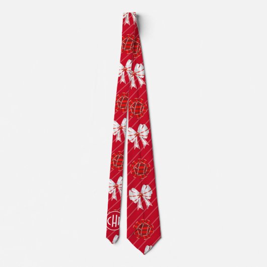 Elegant rood en wit lint stropdas (Achterkant)