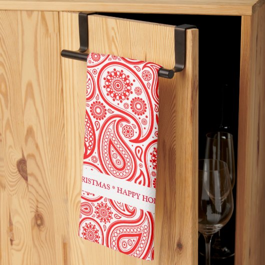 Elegant rood en wit  paisley patroon theedoek (Derde Gevouwen)