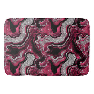 Elegant rood en zilver glinsterend agaat patroon badmat