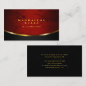 Elegant rood en zwart marmer met gouden accent visitekaartje (Voorkant / Achterkant)