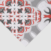 Elegant rood en zwart symmetrisch patroon tissuepapier (Detail)