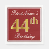Elegant rood, Faux Gold 44e verjaardag + aangepast Servet (Voorkant)