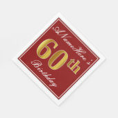 Elegant rood, Faux Gold 60ste verjaardag + aangepa Servetten (Hoek)