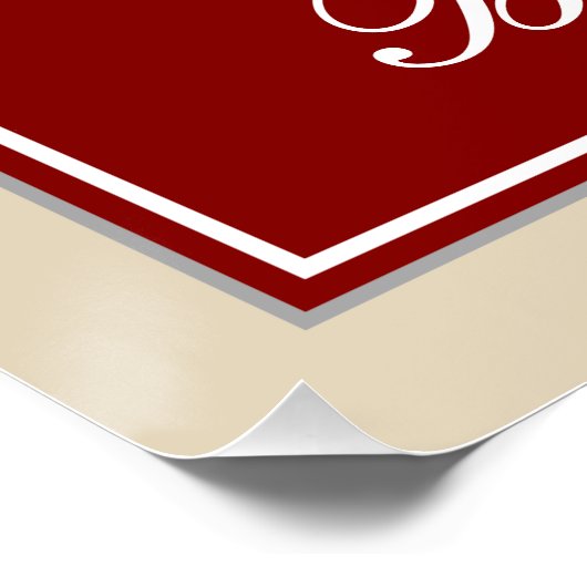 Elegant, rood, Faux Gold 7th Birthday + aangepaste Perfect Poster (Hoek)