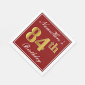 Elegant rood, Faux Gold 84e verjaardag + aangepast Servetten (Hoek)