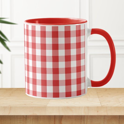 Elegant rood geruit patroon mok
