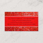 Elegant rood Glitter Party Planner Visitekaartje (Achterkant)