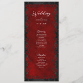 Elegant rood gotisch huwelijksprogramma menu (Voorkant)