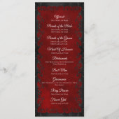 Elegant rood gotisch huwelijksprogramma menu (Achterkant)
