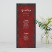 Elegant rood gotisch huwelijksprogramma menu (Staand voorkant)