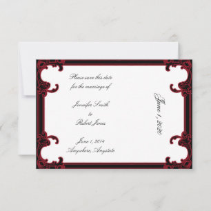 Elegant Rood Gotisch Lijst Bruiloft Save the Date