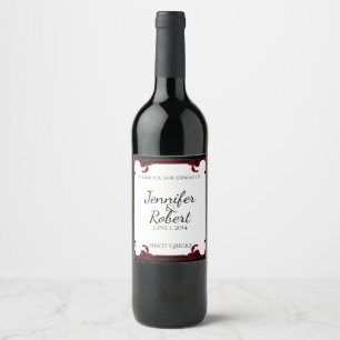 Elegant rood gotisch Lijst bruiloft wijnlabel Wijn Etiket