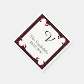 Elegant Rood Gotisch Lijst Monogram Bruiloft Servetten (Hoek)