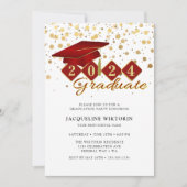 Elegant rood goud Afstuderen fotofeest Kaart (Voorkant)