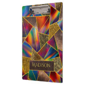 Elegant rood goud holografisch geometrisch klembord (Links)