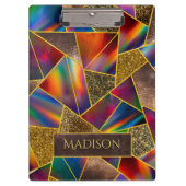 Elegant rood goud holografisch geometrisch klembord (Voorkant)