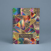 Elegant rood goud holografisch geometrisch notitieboek