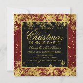 Elegant Rood Goud Kerstdiner Winter Kaart (Voorkant)