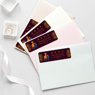 Elegant rood goud mandala indiase bruiloft adres etiket