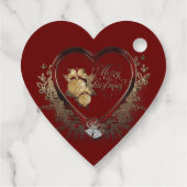 Elegant rood-goud modern Victoriaans kersthart Bedankjes Labels (Achterkant)