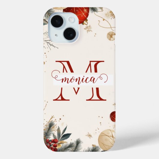 Elegant Rood Goud Monogram Naam Aangepast Case-Mate iPhone Case (Achterkant)