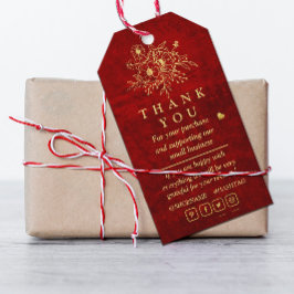 Elegant Rood Goud Scratch bloemendank u Cadeaulabel