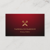 Elegant Rood & Goud Skelet Key Modern Notaris QR Visitekaartje (Voorkant)