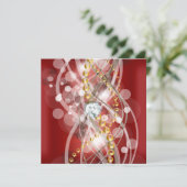 Elegant Rood Goud Wit Diamanten Verjaardagsfeest Kaart (Staand voorkant)