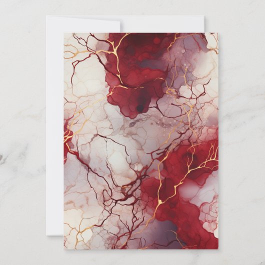 Elegant rood goud wit marmer bruiloft kaart (Achterkant)