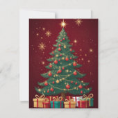Elegant rood gouden kerstboom Wenskaart Feestdagenkaart (Voorkant)