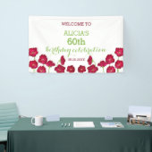 Elegant rood groeiende Wildflower Verjaardagsfeest Spandoek (Beurs)