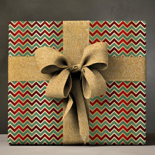 Elegant rood groen geometrisch chevron luxe patroo cadeaupapier
