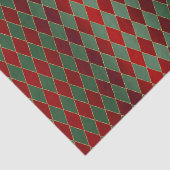 Elegant Rood Groen Harlekijn Luxe Patroon Tissuepapier (Detail)