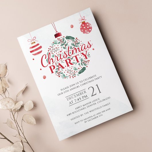 Elegant Rood Groen Kerstvakantie Feest Flyer