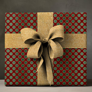 Elegant rood groen luxe polka dot patroon cadeaupapier