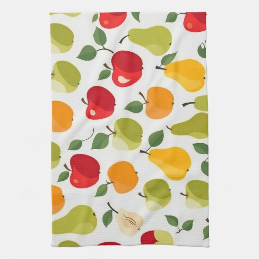 Elegant rood groen Sinaasappel appels peren Patroo Theedoek (Verticaal)