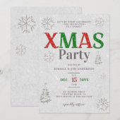 Elegant Rood Groen Wit Glitter Kerstfeest Kaart (Voorkant / Achterkant)