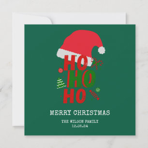 Elegant rood groen wit vrolijk kerstfeest kaart