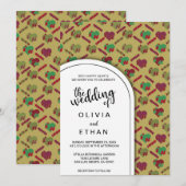 Elegant rood hart patroon Moderne bruiloft Kaart (Voorkant / Achterkant)