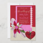 Elegant  rood hart Romantic modern huwelijk Kaart (Voorkant)