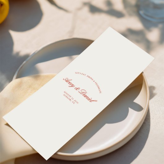 Elegant Rood & Ivoor Trouwdiner Menu