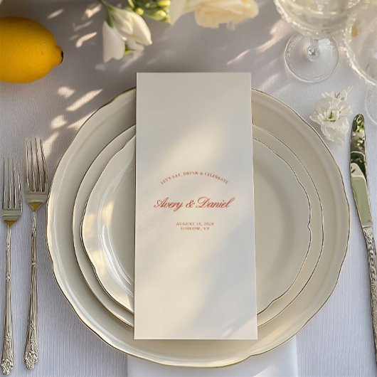 Elegant Rood & Ivoor Trouwdiner Menu