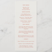 Elegant Rood & Ivoor Trouwdiner Menu (Achterkant)