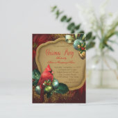 Elegant rood kardinaal kerstfeest kaart (Staand voorkant)